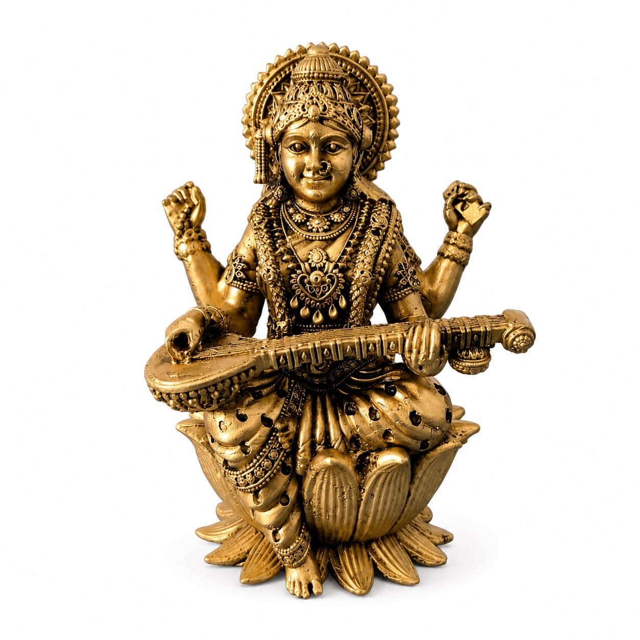 Little Divinity Brass Lakshmi Idol,Maa Lakshmi Sitting on Lotus Murti 4 Inch,Goddess Laxmi Ji Blessing Statue Feng Shui & Vastu,Padma Vaishnavi Devi Narayani Figurine for Home Temple, Office & Decor 1