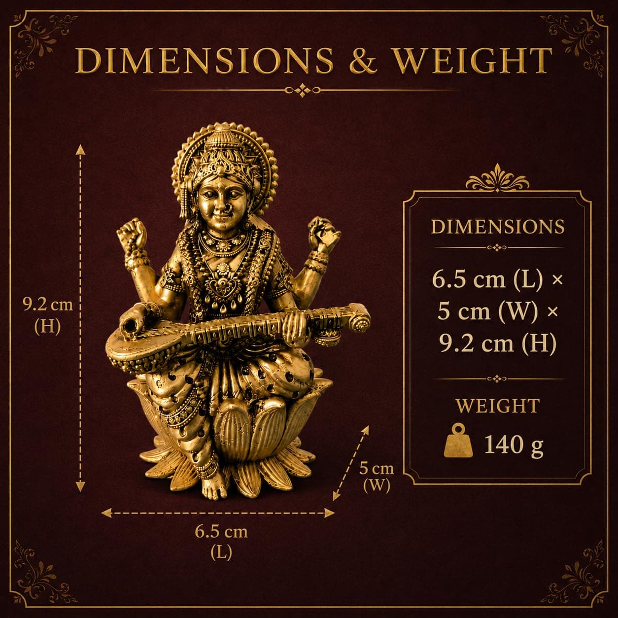 Little Divinity Brass Lakshmi Idol,Maa Lakshmi Sitting on Lotus Murti 4 Inch,Goddess Laxmi Ji Blessing Statue Feng Shui & Vastu,Padma Vaishnavi Devi Narayani Figurine for Home Temple, Office & Decor 2