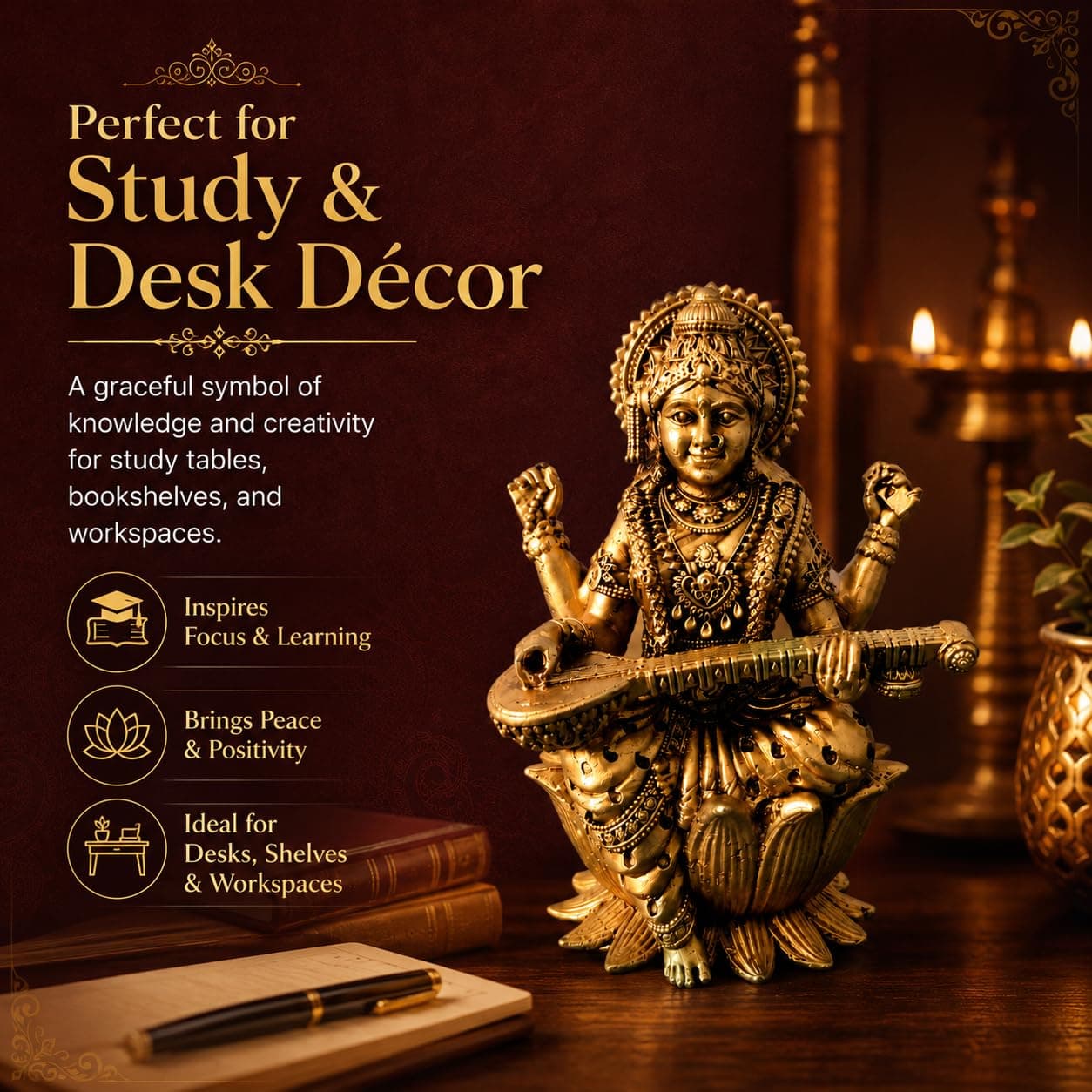 Little Divinity Brass Lakshmi Idol,Maa Lakshmi Sitting on Lotus Murti 4 Inch,Goddess Laxmi Ji Blessing Statue Feng Shui & Vastu,Padma Vaishnavi Devi Narayani Figurine for Home Temple, Office & Decor 6
