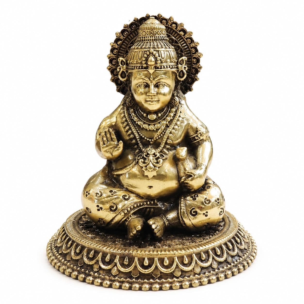Little Divinity Pure Brass Kuber Ji Statue 4.1 Inches | Lord Kubera Idol for Home Temple, Pooja & Vastu | Hindu God Wealth Murti for Diwali, Housewarming, Office & Shop Decor 1
