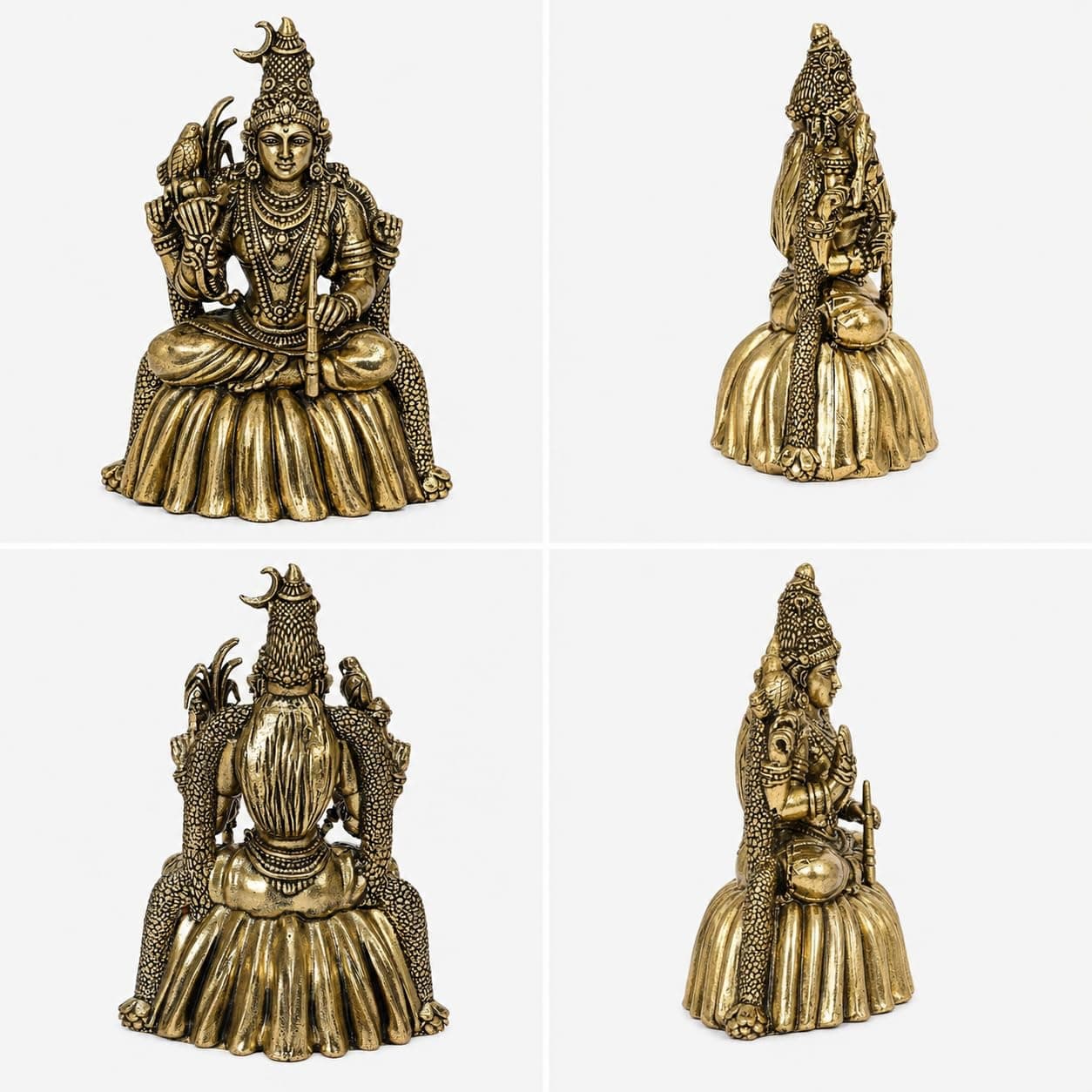 Little Divinity Brass Goddess Kamakshi Devi Idol Tripura Sundari Lalitha Statue 3.8 Inch | Hindu Puja Murti for Home Mandir Decor | Traditional Brass Devi Idol for Diwali Gift Temple Collectible Art 3