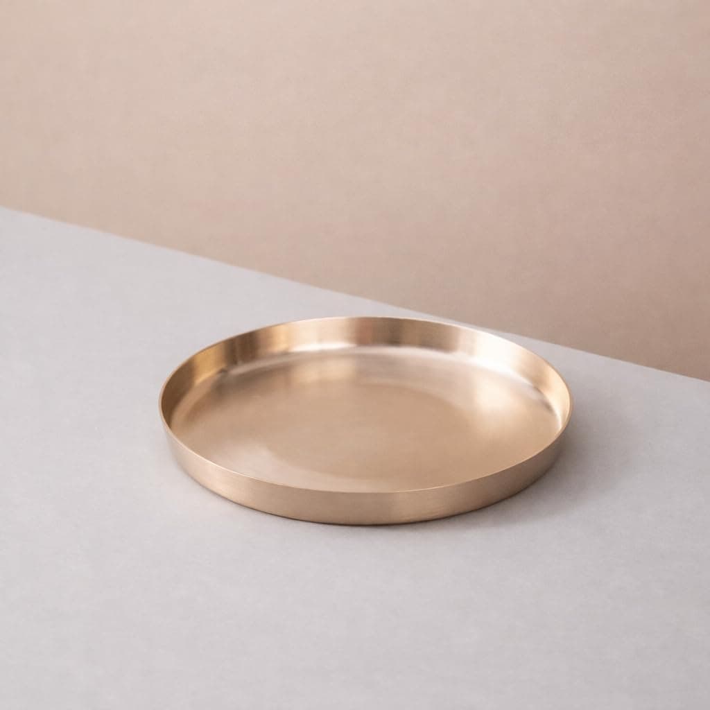 Little Divinity Pure Kansa Dinner Set 6-Piece | Bronze Thali Set with 10.5 Inch Plate, 2 Bowls, Glass, Sweet Dish & Spoon | Matte Finish, Authentic Lead-Free Kansa for Pooja & Daily Use Home Use Set 4