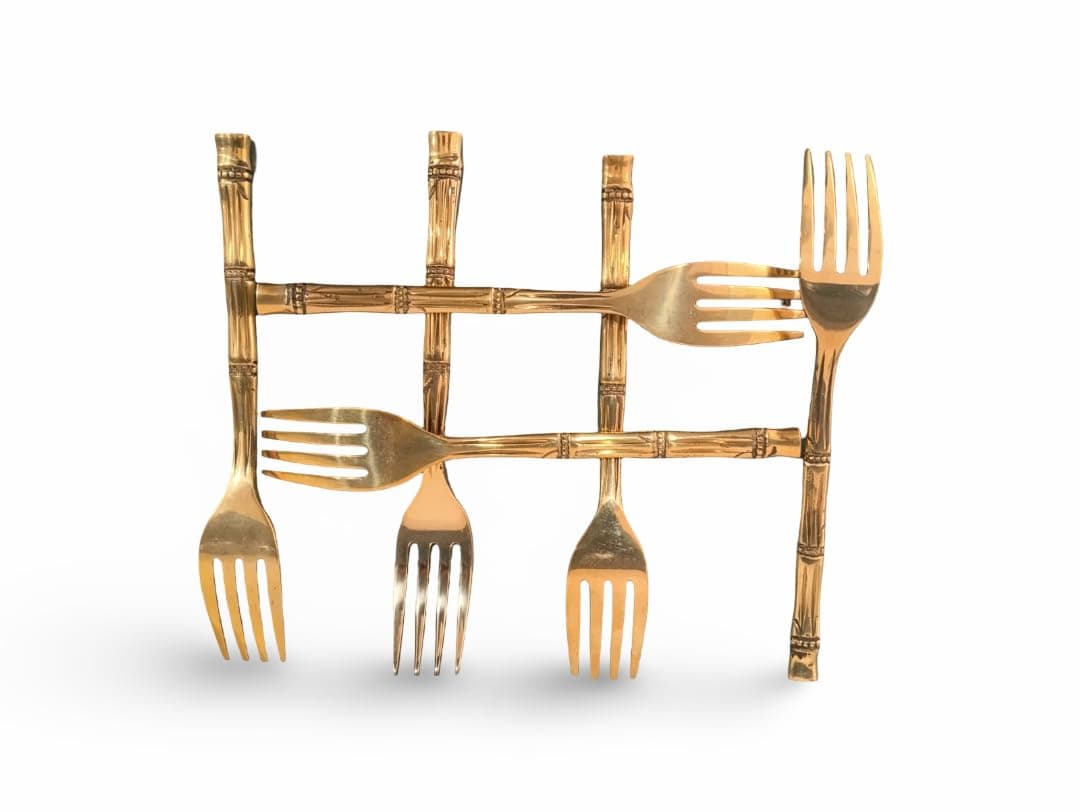 Little Divinity Solid Brass Dining Fork Set of 2 6.5 Inch | Premium Traditional Tableware for Home & Hotel | Luxury Indian Serving Forks for Pooja & Meals | Handcrafted Antique Finish Brass Fork 3