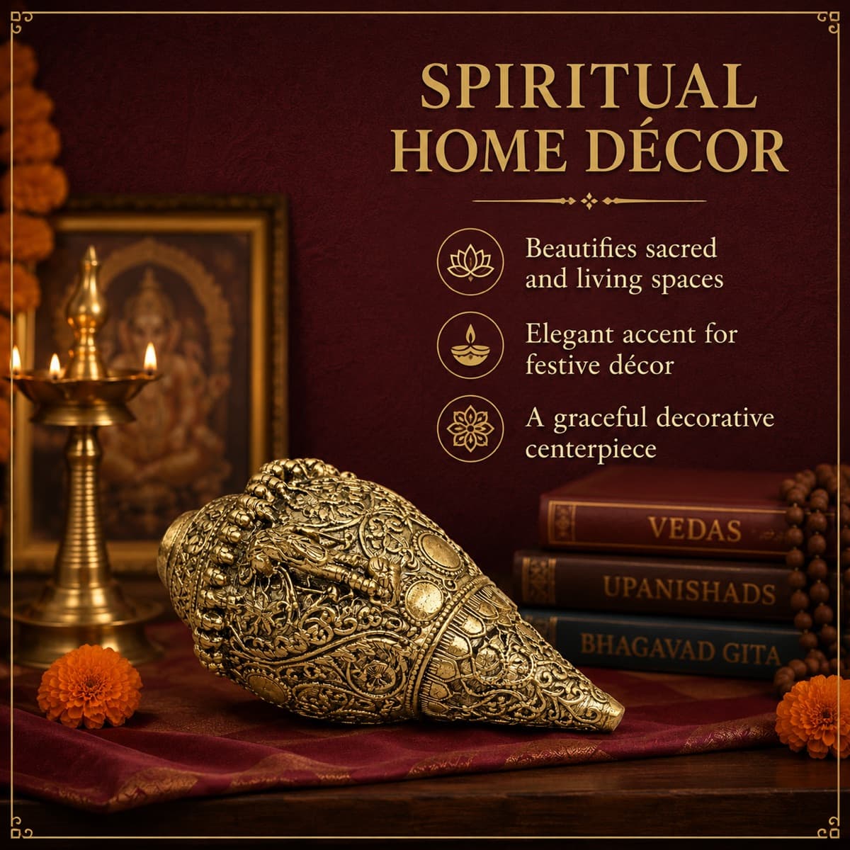 Brass Shankh Pooja Decor 2