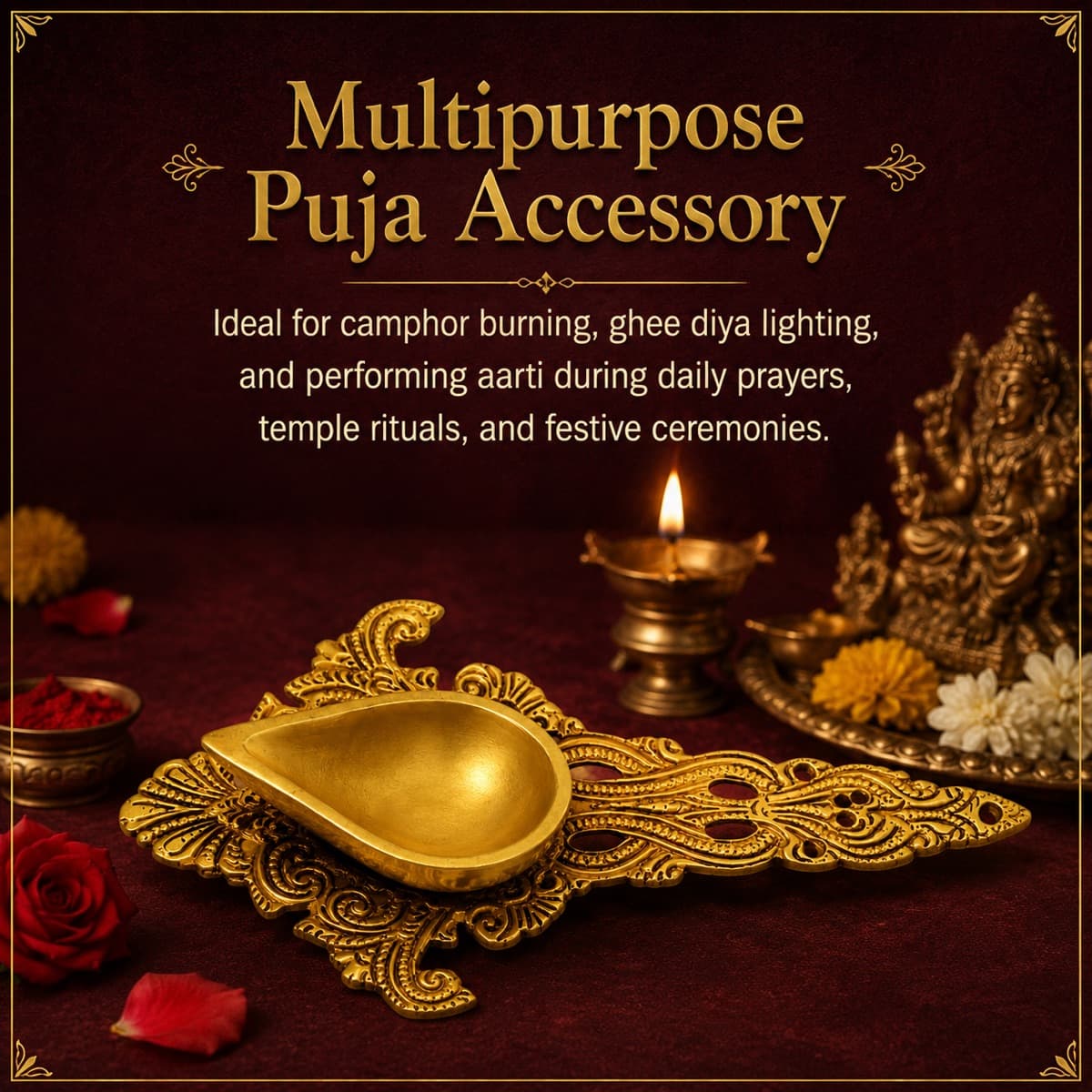 Brass Diya Pooja Set 3