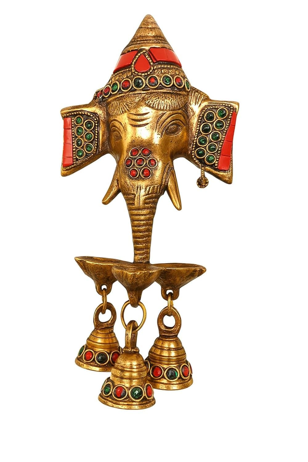 Little Divinity Handcrafted Brass Ganesha Wall Hanging | Traditional Hindu Decor | Lord Ganesh Wall Art for Home & Office | Remover of Obstacles | Auspicious Religious Gift | Antique Brass Finish